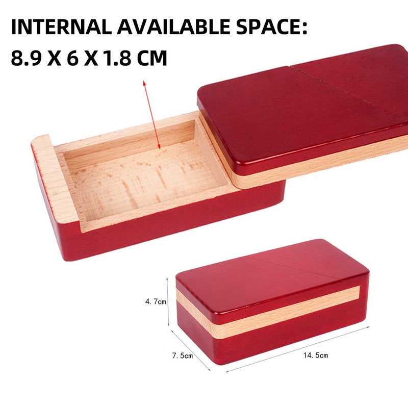 DC-BEAUTIFUL Impossible Puzzle Master Secret Opening Wooden Red Magic Box with Secret Drawer - Mysterious Gift Puzzle - Image 5